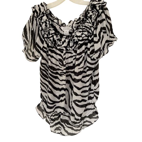 New Allison Taylor Zebra Print Semi Sheer XL Top - Picture 1 of 6